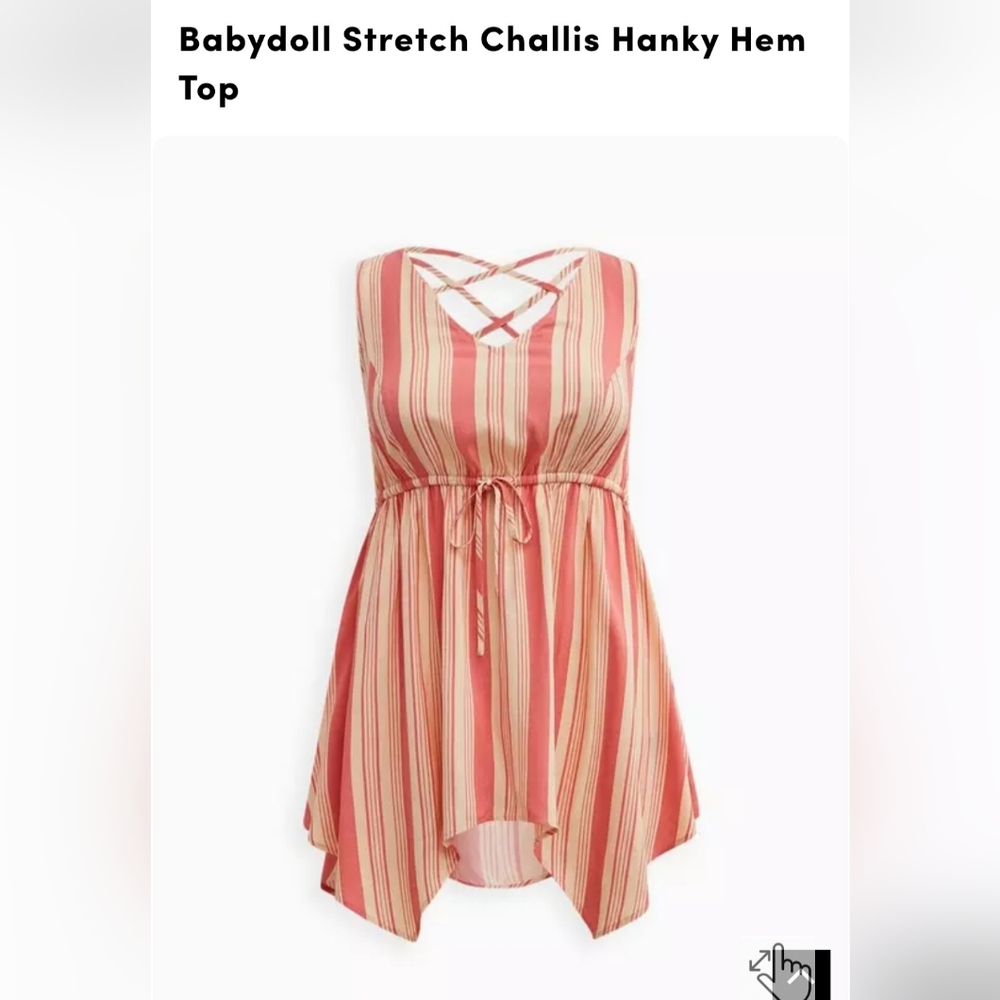 Torrid Pink and Cream Striped Babydoll Top